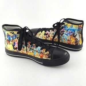 Women's High Top Lace Up Sneakers  Disney Character Black Multi Print Size 7.5